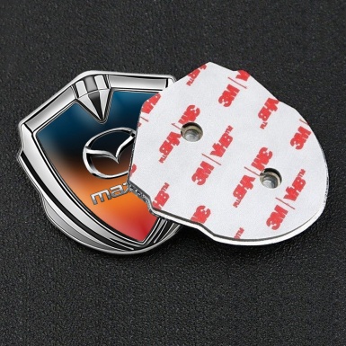 Mazda Silicon Emblem Badge Silver Gradient Classic Logo Steel Effect