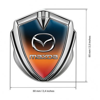 Mazda Silicon Emblem Badge Silver Gradient Classic Logo Steel Effect