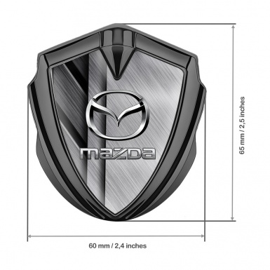 Mazda Emblem Car Badge Graphite Brushed Metal Steel Logo Effect