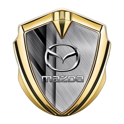 Mazda Emblem Car Badge Gold Brushed Metal Steel Logo Effect