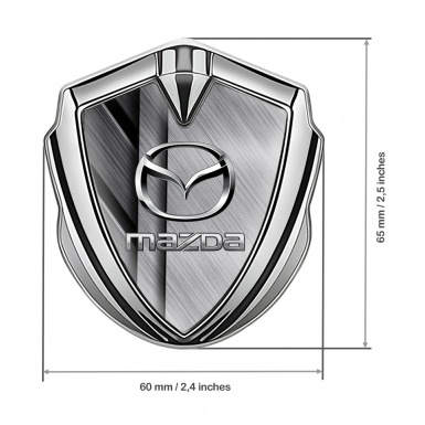 Mazda Emblem Car Badge Silver Brushed Metal Steel Logo Effect