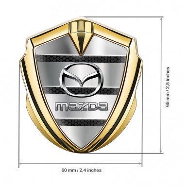 Mazda Emblem Silicon Badge Gold Metal Panels Steel Logo Effect