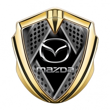 Mazda Badge Self Adhesive Gold Metal Parts Steel Logo Effect