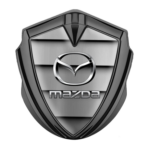 Mazda Metal Domed Emblem Graphite Front Grille Steel Logo Effect