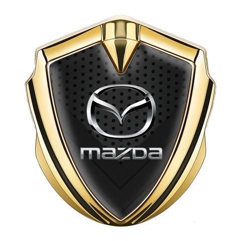 Mazda Badge Self Adhesive Gold Dark Mesh Steel Logo Effect