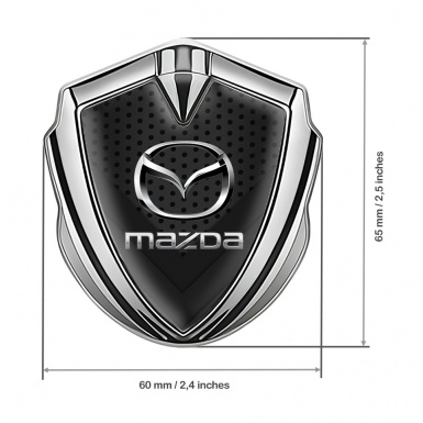 Mazda Badge Self Adhesive Silver Dark Mesh Steel Logo Effect
