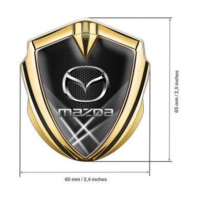 Mazda Fender Emblem Badge Gold White Honeycomb Steel Logo Effect