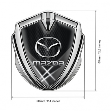Mazda Fender Emblem Badge Silver White Honeycomb Steel Logo Effect