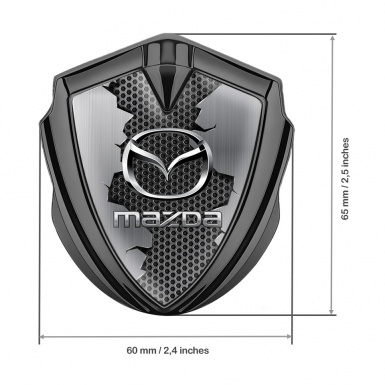 Mazda Emblem Trunk Badge Graphite Torn Metal Chrome Logo Effect