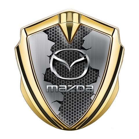 Mazda Emblem Trunk Badge Gold Torn Metal Chrome Logo Effect