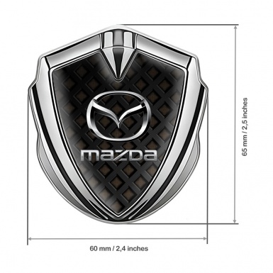 Mazda Metal Emblem Badge Silver Dark Grid Chrome Logo Effect