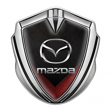 Mazda Domed Emblem Badge Silver Red Wing Chrome Logo Effect