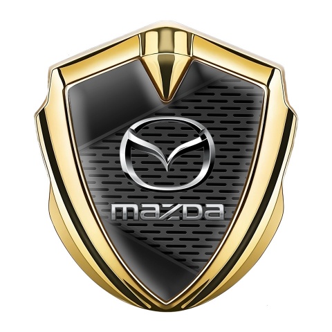 Mazda Emblem Ornament Badge Gold Dark Grate Chrome Logo Effect