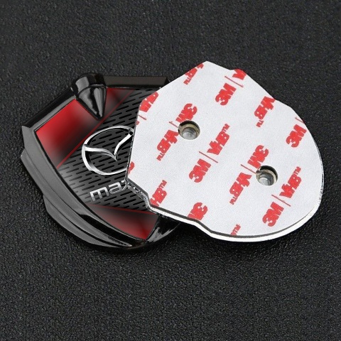 Mazda Bodyside Domed Emblem Graphite Red Fragments Chrome Logo Effect
