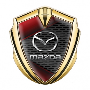 Mazda Bodyside Domed Emblem Gold Red Fragments Chrome Logo Effect