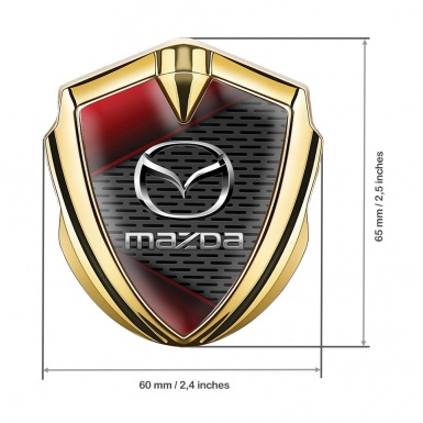 Mazda Bodyside Domed Emblem Gold Red Fragments Chrome Logo Effect