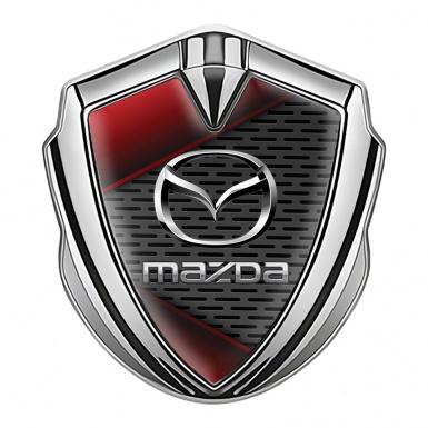 Mazda Bodyside Domed Emblem Silver Red Fragments Chrome Logo Effect