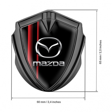 Mazda Emblem Metal Badge Graphite Crimson Stripes Chrome Logo Effect