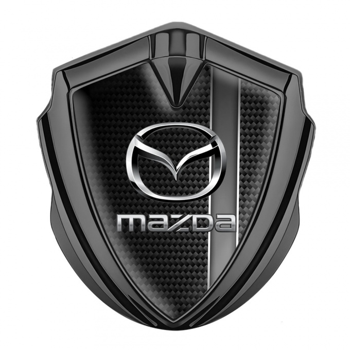 Mazda 3d Emblem Badge Graphite Grey Sport Stripe Chrome Logo Effect