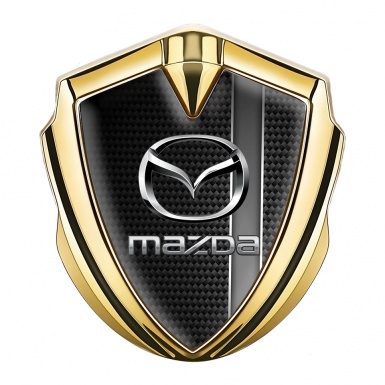 Mazda 3d Emblem Badge Gold Grey Sport Stripe Chrome Logo Effect