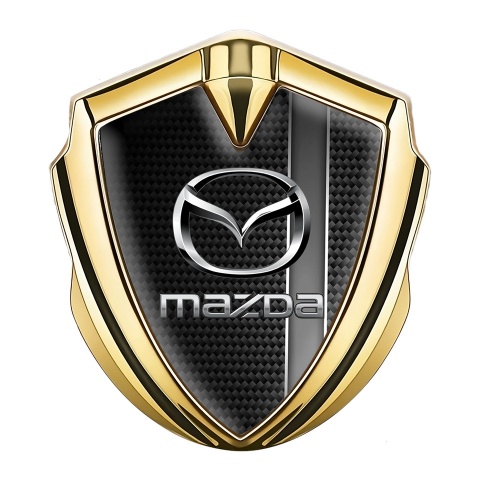 Mazda 3d Emblem Badge Gold Grey Sport Stripe Chrome Logo Effect
