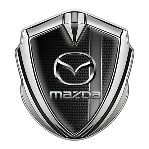 Mazda 3d Emblem Badge Silver Grey Sport Stripe Chrome Logo Effect
