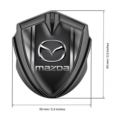 Mazda Emblem Badge Self Adhesive Graphite Metal Frame Chrome Logo