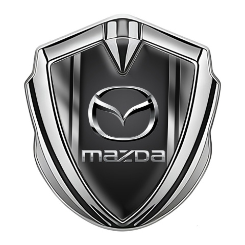 Mazda Emblem Badge Self Adhesive Silver Metal Frame Chrome Logo
