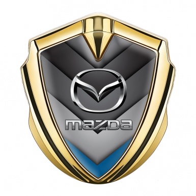 Mazda Bodyside Emblem Self Adhesive Gold Blue Tip Chrome Logo Effect