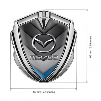 Mazda Bodyside Emblem Self Adhesive Silver Blue Tip Chrome Logo Effect