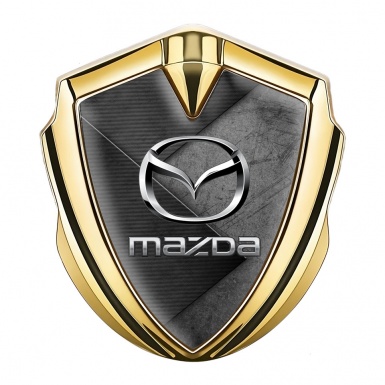 Mazda Emblem Silicon Badge Gold Brazed Surface Chrome Logo Effect