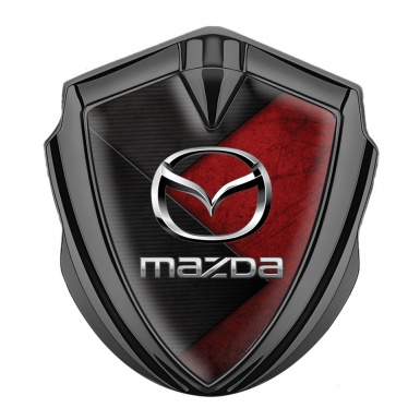 Mazda Metal Domed Emblem Graphite Red Panel Chrome Logo Edition