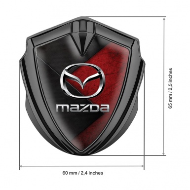 Mazda Metal Domed Emblem Graphite Red Panel Chrome Logo Edition