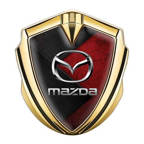 Mazda Metal Domed Emblem Gold Red Panel Chrome Logo Edition