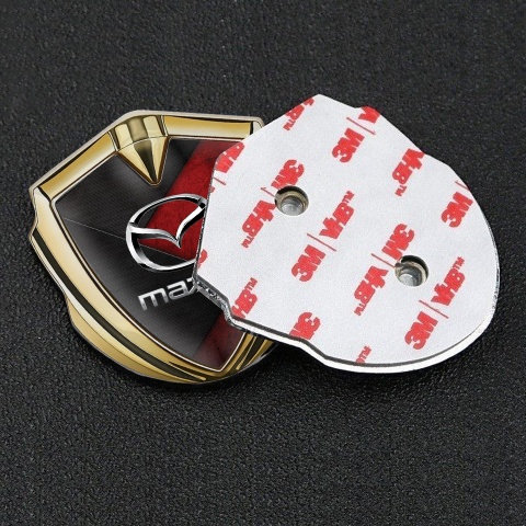 Mazda Metal Domed Emblem Gold Red Panel Chrome Logo Edition