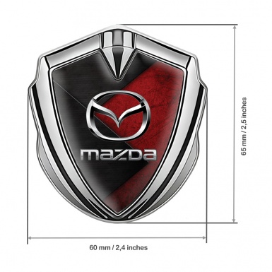 Mazda Metal Domed Emblem Silver Red Panel Chrome Logo Edition