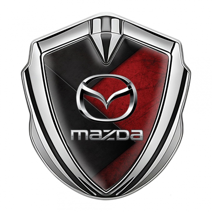Mazda Metal Domed Emblem Silver Red Panel Chrome Logo Edition