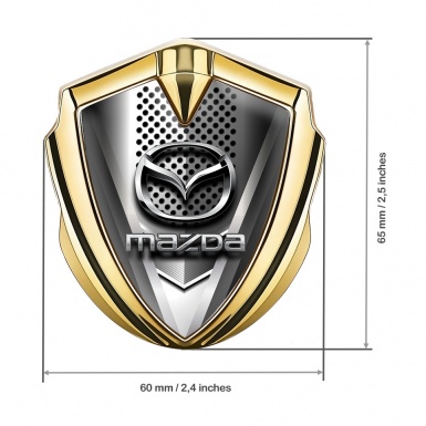 Mazda Badge Self Adhesive Gold Metallic Grate Chrome Logo Edition