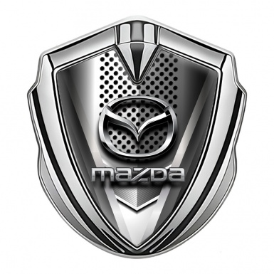 Mazda Badge Self Adhesive Silver Metallic Grate Chrome Logo Edition
