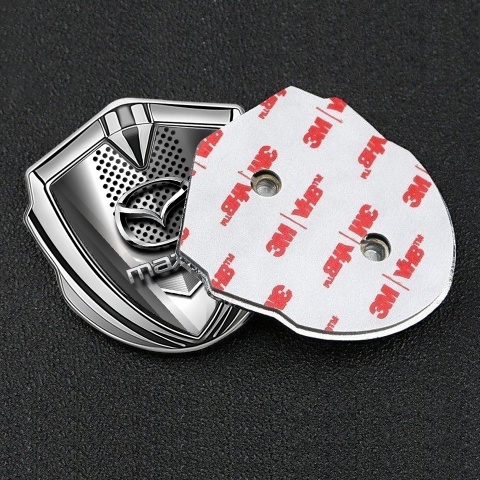 Mazda Badge Self Adhesive Silver Metallic Grate Chrome Logo Edition