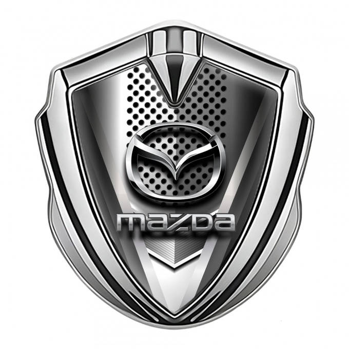 Mazda Badge Self Adhesive Silver Metallic Grate Chrome Logo Edition