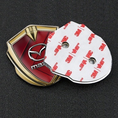 Mazda Emblem Fender Badge Gold Red Hex Chrome Logo Edition
