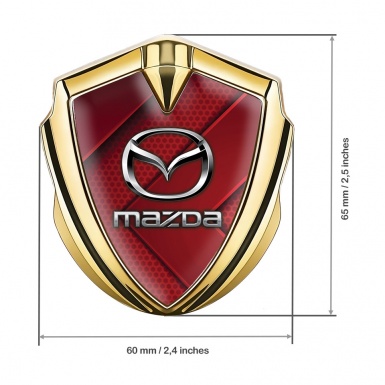 Mazda Emblem Fender Badge Gold Red Hex Chrome Logo Edition