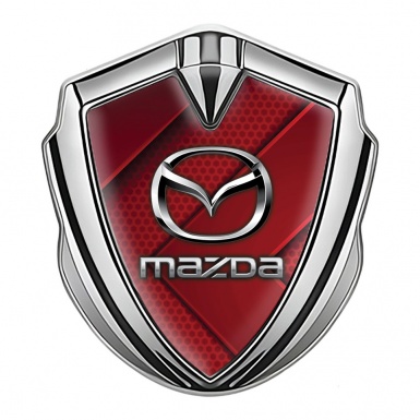 Mazda Emblem Fender Badge Silver Red Hex Chrome Logo Edition