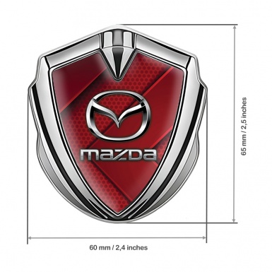 Mazda Emblem Fender Badge Silver Red Hex Chrome Logo Edition