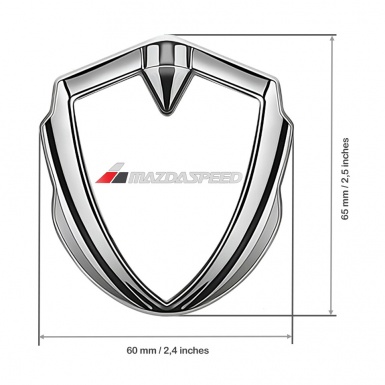 Mazda Speed Fender Emblem Badge Silver Pearl Base White Red Logo