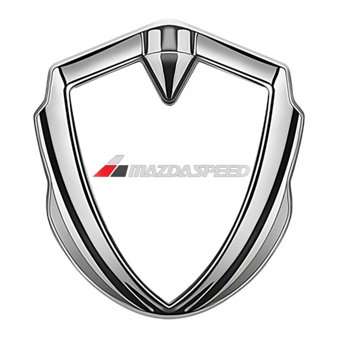 Mazda Speed Fender Emblem Badge Silver Pearl Base White Red Logo