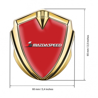 Mazda Speed Emblem Trunk Badge Gold Crimson Base White Red Logo