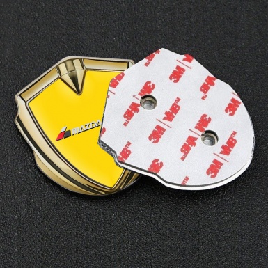 Mazda Speed Emblem Self Adhesive Gold Yellow Base White Red Logo