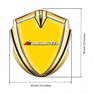 Mazda Speed Emblem Self Adhesive Gold Yellow Base White Red Logo